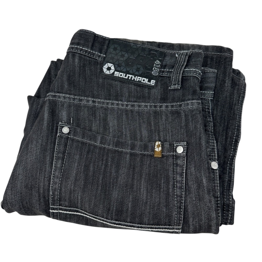 SOUTHPOLE Y2K Black Baggy‎ Skater Hip Hop 4180 Wide Leg Men's Jeans 36x32